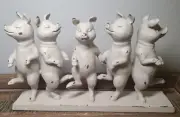 New Five Dancing Pigs Resin Antiqued/Weathered Statue