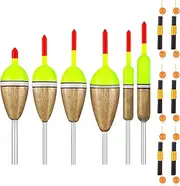 106 Pcs Fishing Floats Kits, 6 Pcs Balsa Wood Slip Fishing Bobbers in 6 Size and 100 Pcs Bobber Stops Bobber Stoppers for Fishing Line Fishing Leader Fishing Tackle Accessories