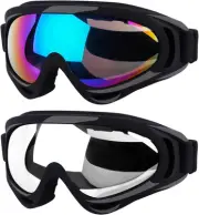 Elimoons Ski Goggles 2 Pack Snow Goggles, Motorcycle Goggles for Men Women Ki...