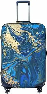 [Pvinnk] Abstract Marble Stone Print Protective Luggage Cover Elastic Washable Suitcase Protector Travel Gear Protector, White, Small