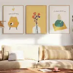 無框畫 實木內框 北歐裝飾畫 卡通 動物 貓咪 植物 花卉 INS 居家裝飾 客廳掛畫 玄關 畫 壁貼壁畫 無框畫 框畫