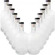 12 x 500ml Glass Spirit Vodka Whiskey Liqueur Gin Bottles Black Cork Home Brew
