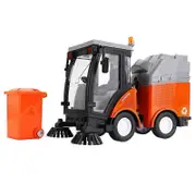 Friction Powered Street Sweeper Truck with Light & Sound Effects - Removable Garbage Can & Wheels