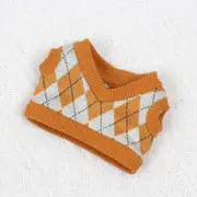 Labubu Baby Clothes 17cm Labubu Cloth Clothes Heartbeat Macaron Vinyl Face Doll Baby Clothes Replacement——style:Single item sweater (yellow grid)