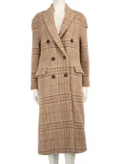 Brown Wool Plaid Coat