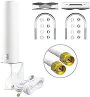 BOOBRIE 10-12dBi 4G Antenna Outdoor Dual SMA Male with 16.4ft RG174 Cable High Gain 698-2700MHz 3G/4G LTE White OmniDirectional Outdoor Mount Antenna for Cellular 4G LTE Router Mobile Hotspot Wireless