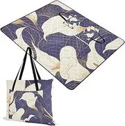 Yoogain Camping Picnic Rug Sandproof Camping Party Foldable Mat for Ground Couples Gift Chic Purple Calla Lily Vintage 60x80in