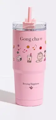 NEW in Box | Gong Cha X Peanuts Snoopy Limited Edition Metal Tumbler 20oz PINK