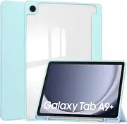 [ZORSOME] for Samsung Galaxy Tab A9 Plus 11 inch (2023) SM-X210/X216B/X218 Case Tri-Fold Smart Tablet Case with Pen Holder, Shockproof Case Cover W Transparent Back Shell, Auto Wake/Sleep(Baby Blue)
