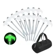 20pcs Camping Tent Pegs Kit, 15x Tent Stakes +4x Wind Ropes +Hex Drill Bit +Bag