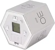 Multi Hexagon Timer, Digital Cube Flip Timer with Mute Alarm Mode, Time Management, Hex Magnetic Clock Countdown for Study Working Exercise Kitchen ADHD (Silver)