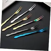 DONFAMDS 10pcs Stainless Steel Fruit Picks Two Prongs Dessert Forks for Appetizers Salad Party Supplies and Reusable for Bars Cafes and Events Silver