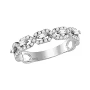 14k White Gold Round Diamond Modern Twist Stackable Band Ring 1/3 Cttw