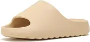 [Hsttgsr] Pillow Slippers for Women and Men, EVA Anti-Slip, Super Soft, Quick-Drying Comfort Cloud Slides for Showers, Lightweight Spa Massage Summer Sandals for Adults, Indoor and Outdoor, Beige, 10