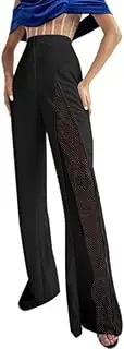 [Generic] Women's High Waisted Hollow Out Fishnet Pants Flared Bell Bottom Pants Rave Festival Dance Clubwear