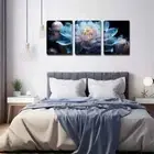 3pcs Exquisite Design Blooming White for Lotus Wall Art Canvas Framed 50x70cm
