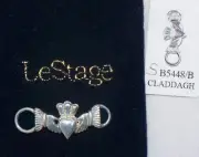 NEW 925 sterling silver LeStage Claddagh Convertible clasp, Celtic charm USA