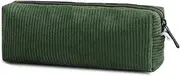 Corduroy Pencil Case Pencil Bag Stationery Pouch Corduroy Zippered Stationery Pouch,1Pc Large Capacity Pencil Bag Corduroy Pencil Pouch Zippered Pen Case,Corduroy Pencil Pouch Small Pencil Case,Green