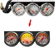 3 in 1 Car Meter Auto Gauge,Triple Gauge Kit Oil/Volt/Water Gauge 2" Chrome Oil Temp Water Temp Gauge Temperature Oil Pressure Voltage Gauge Sensor