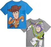 Disney Toddler Boys' Toy Story Shirt - 2 Pack Woody Buzz Lightyear Rex Graphic Tees - Toy Story Clothes for Boys (Sizes:2T-7)