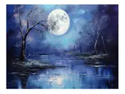 Moonlight Oil Artwork Canvas Print