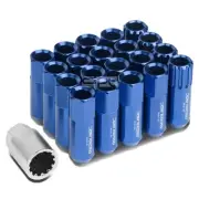 OPEN-END ALUMINUM BLUE 16 LUG+4 LOCK NUTS+ADAPTER M12X1.5 20MM OD/60MM TALL