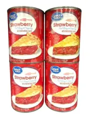 4 CANS Great Value Strawberry Pie Filling & Topping 21 oz Crust Shortcake