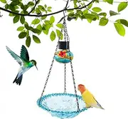 Bird Feeders for Outdoors, Small Bird Bath, Easy-to-Clean Rust-Proof Decorative Birdhouse Hangable Waterer for Window Backyard Garden Railing Balcony Fence Tree-Mounted