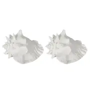 2PK Belle Polyresin Sandy Sea Snail Sculpture/Ornament Home Decor 21x19cm White