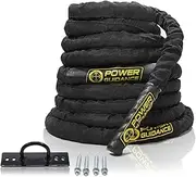 POWER GUIDANCE Battle Rope, 38mm Width Poly Dacron 9m/12m/15m Length Exercise Undulation Ropes-Gym Muscle Toning Metabolic Workout Fitness Exercise - Battle Rope Anchor Included