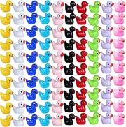 Pack of 100 Mini Plastic Ducks Decorations for Water Bottles, Multicoloured, Miniature Landscape Decoration, Garden Decoration, Figures & Statues Figures Ducks