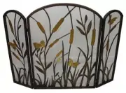 3 Panel Fireplace Screen with Mesh Backing and Butterfly Accents