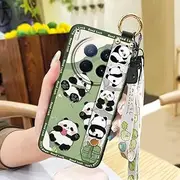 Phone Case Compatible with Tecno Camon40 Premier/CM8, Shockproof Cartoon Wristband Fashion Design Phone Holder Dirt-Resistant Panda Kickstand