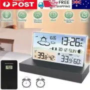 Wireless Weather Station Clock Indoor Outdoor LCD Digital Thermometer Calendar