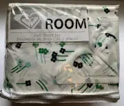 NEW Roxy Full Size Sheet Set KENDRA Flat & Fitted Sheets 2 Pillowcases Bedding