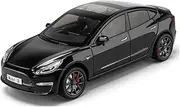 Scale Finished Model Car 1:24 Scale for Tesla Model 3 Metal Diecast Car Model Simulation Exquisite Replica Vehicle Souvenir Die-cast Vehicle(Black)