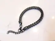Black Titanium Unisex Bracelet Chain Link 7" & 2" extender