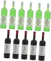 JUMPLAWN 12pcs Miniature Wine Bottles Realistic Tiny House Accessories for Micro Landscape Decor Model Wine Bottles Present for Collectors