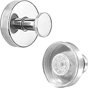 Geli 2 Pieces Suction Cup Hooks for Shower,No Drill Hook, Removable Reusable Stainless Steel Towel Hooks, Shower Hooks for bathrooms Wall, Glass Door, Mirror, Waterproof & Rustproof (Silver)