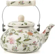 Tinor Enameled kettle Induction 2.4L enamel pitcher Vintage teapot, Ceramic handle, induction cooker, gas, wood stove