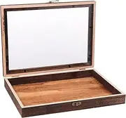 Jewelry Organizer Box Wooden Jewelry Display Case Glass Lid Storage Box Clamshell Type Drawer Organizer Tray Showcase with Lid for Collectibles Specimen Earrings Keepsakes Terrarium