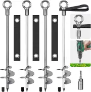 24'' Ground Anchors Screw in - Heavy Duty Trampoline Anchors -Shed Anchor Kit -