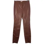 Jason Wu Cognac Soft Vegan Faux Leather Split Hem Pants