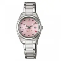 在飛比找PChome24h購物優惠-【agnes b.】浪漫純真粉色太陽能女錶-粉x銀(V137