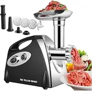 Powerful Steel Electric Meat Grinder Mincer Sausage Filler Kibbe Maker Including Attachment with Three Grinding Plates to Mince Meat and Non Slip Feet with Reverse Function (Black)