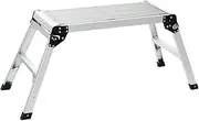 Aluminum Work Platform, Folding Work Bench with Non-Slip Mats, Portable Bench Step Ladder, Car Wash Step Stool for Painting, Washing, Home, Garage Silver,50CM