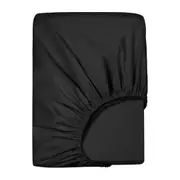 LINENOVA Premium 100% Cotton Fitted Sheet(King,Black)