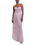 Bcbgmaxazria Strapless Floral Applique Dress