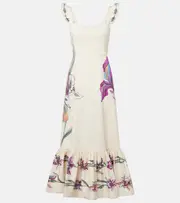 [La DoubleJ] La DoubleJ Gingerbread floral cotton-blend midi dress UK 8 beige