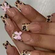 24x 3D Bows On Leopard Print False French Tip Press On